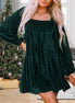 Velvet babydoll dress with square neckline and tie-back detail, by 1 the Woman, featuring a stylish and elegant design.