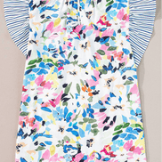 Floral Print Striped Ruffled Sleeve Blouse - OG Gilmore Girl