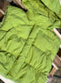Miss Sparkling brand. Cropped puffer vest in chartreuse green, waist length and zip front with detachable hoodie.