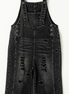 Light blue denim distressed bib pocket overalls by PRETTY BASH, featuring adjustable straps and front chest pockets.