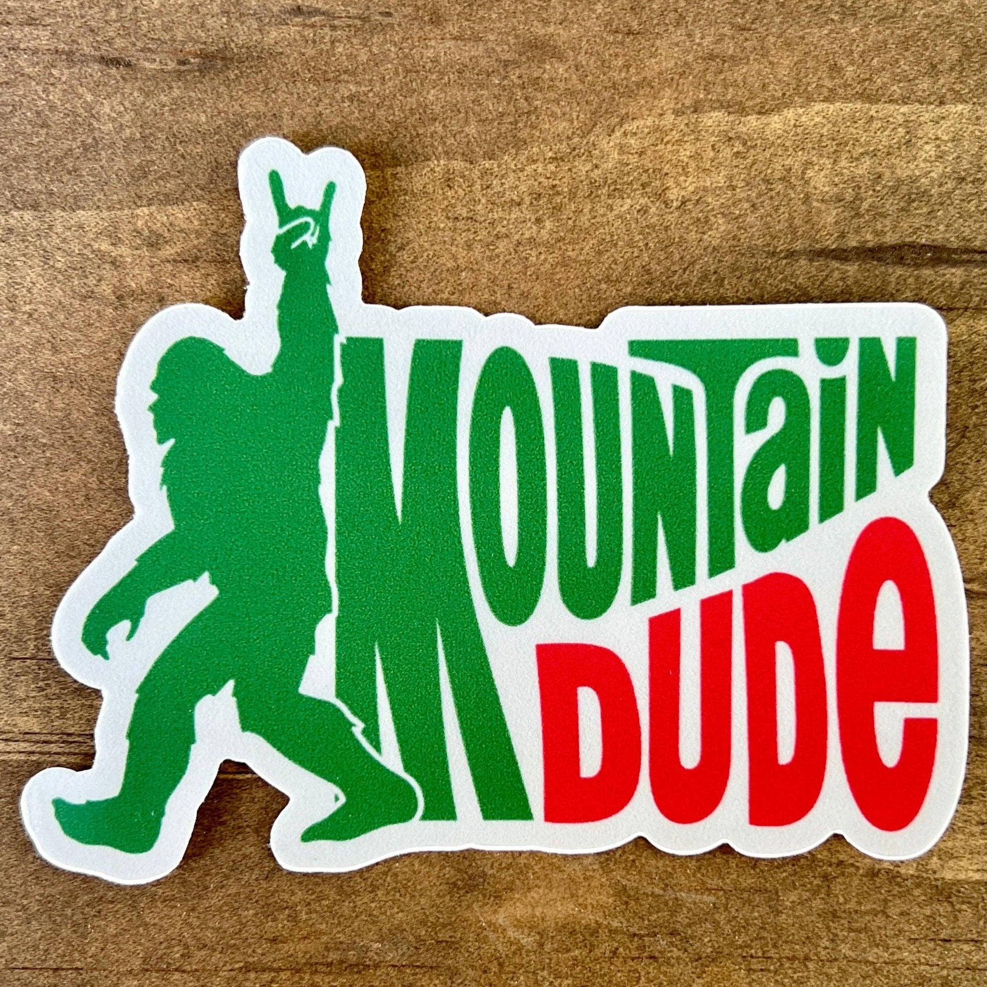 Colorful Mountain Dude Bigfoot sticker by 208 Tees featuring a cartoon Bigfoot.