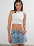 VAV NEW YORK women's cropped cotton tank top with crew neck, basic sleeveless top ideal for casual wear
