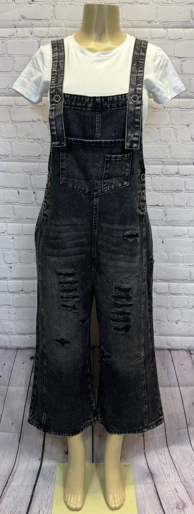 Denim Distressed Bib Pocket Overall - OG Gilmore Girl