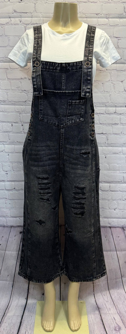 Denim Distressed Bib Pocket Overall - OG Gilmore Girl