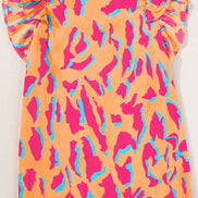 Abstract V-neck blouse with ruffled sleeves from Little Daisy Closet, featuring a stylish and feminine top design.