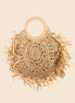 Straw braided fringe bag by Anarchy Street featuring woven design and fringed accents for a boho-chic look.