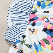 Floral Print Striped Ruffled Sleeve Blouse - OG Gilmore Girl