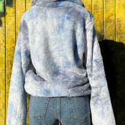 ePretty tie-dye Sherpa jacket with colorful, soft fleece material and cozy collar, perfect for casual winter wear.