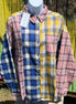 AEMI & CO brand. Multicolored plaid flannel button down with front pocket. Pink, blue, yellow. S, M, L $28