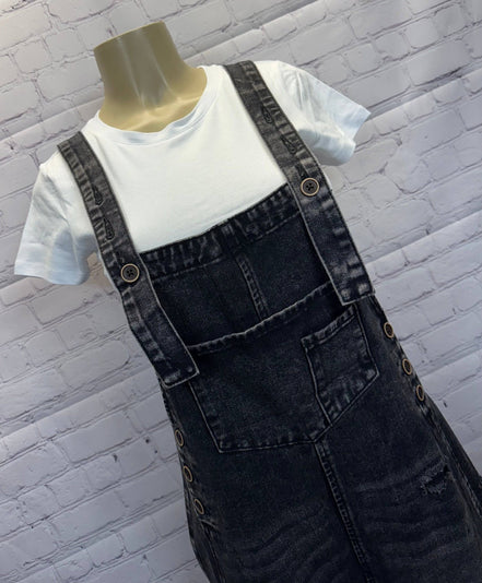 Denim Distressed Bib Pocket Overall - OG Gilmore Girl