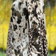AMOLI brand. Sheer chiffon fabric with leopard and splotched color block design with sliced ruffled sleeves. S, M, L. $38