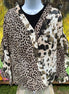 AMOLI brand. Sheer chiffon fabric with leopard and splotched color block design with sliced ruffled sleeves. S, M, L. $38
