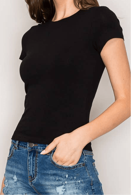 Popular 21 double layer cotton crew neck T-shirt with short sleeves, showcasing a comfortable, stylish everyday casual top.