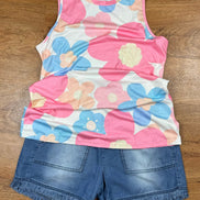 Aapparella big pink floral print tank top with sleeveless design and lightweight fabric, perfect for casual summer wear.