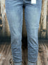 Light blue Judy Blue Boyfriend jeans featuring a relaxed fit, classic five-pocket design, and distressed detailing.