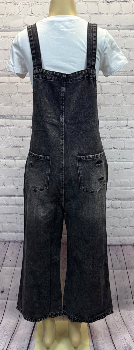 Denim Distressed Bib Pocket Overall - OG Gilmore Girl