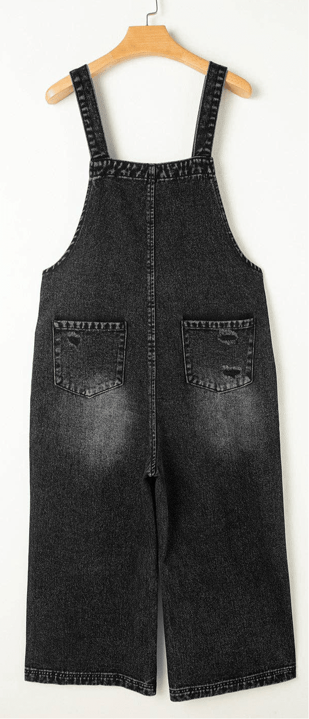 Denim Distressed Bib Pocket Overall - OG Gilmore Girl