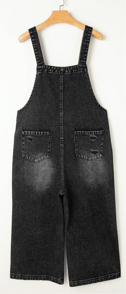 Denim Distressed Bib Pocket Overall - OG Gilmore Girl