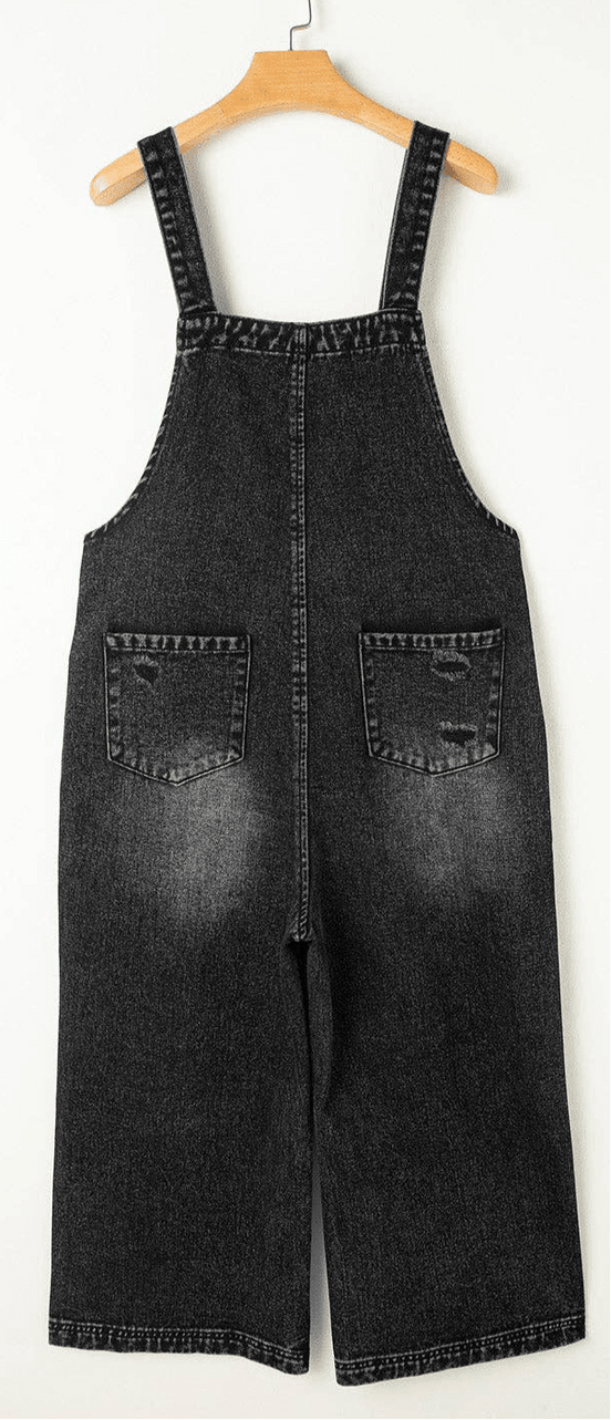 Denim Distressed Bib Pocket Overall - OG Gilmore Girl