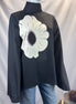 TrendyNewLook flared sleeves flower high-neck top featuring a stylish high neckline and flowy sleeve design.