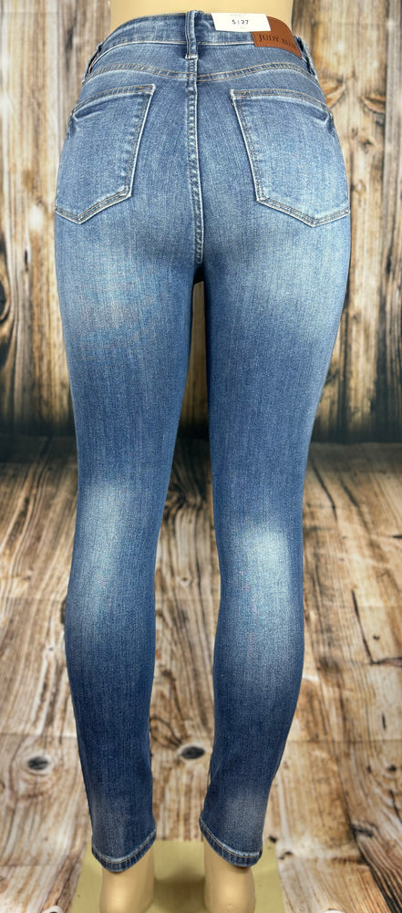 Judy Blue Classic Skinny jeans in medium wash denim, full length with a fitted silhouette and classic five-pocket design.