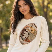 Patch football graphic tee top by Southern Attitude Designs Inc featuring a colorful football patch design on soft fabric.