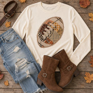 Patch football graphic tee from Southern Attitude Designs Inc, casual top featuring a football patch design.
