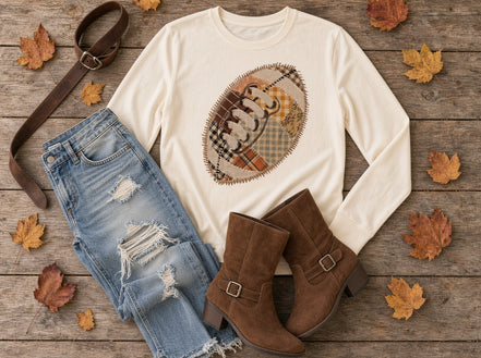 Patch football graphic tee from Southern Attitude Designs Inc, casual top featuring a football patch design.