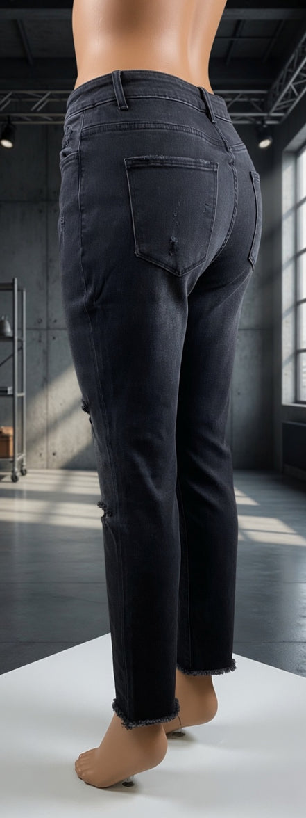 Black skinny jeans by VERVET by FLYING MONKEY, shown folded with waistband and slim fit design visible.