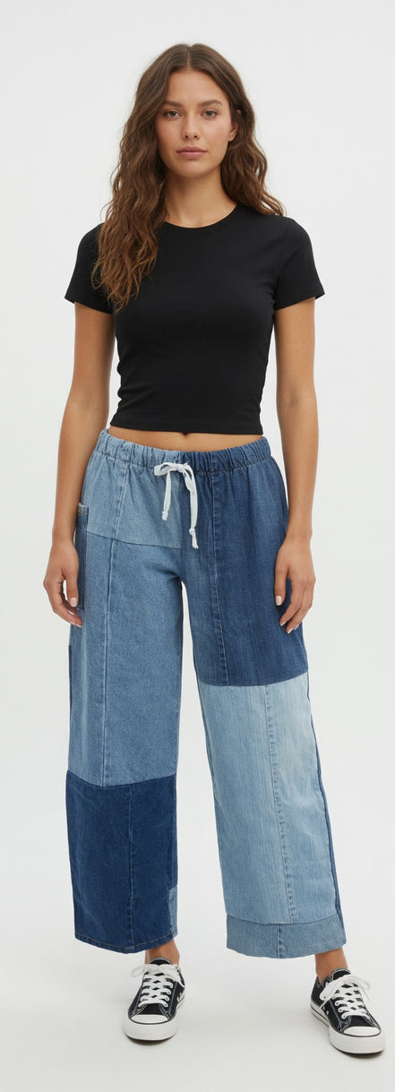 American Recycled Clothing denim eco jeans, casual fit with classic five-pocket design, showing the front view of the jeans.