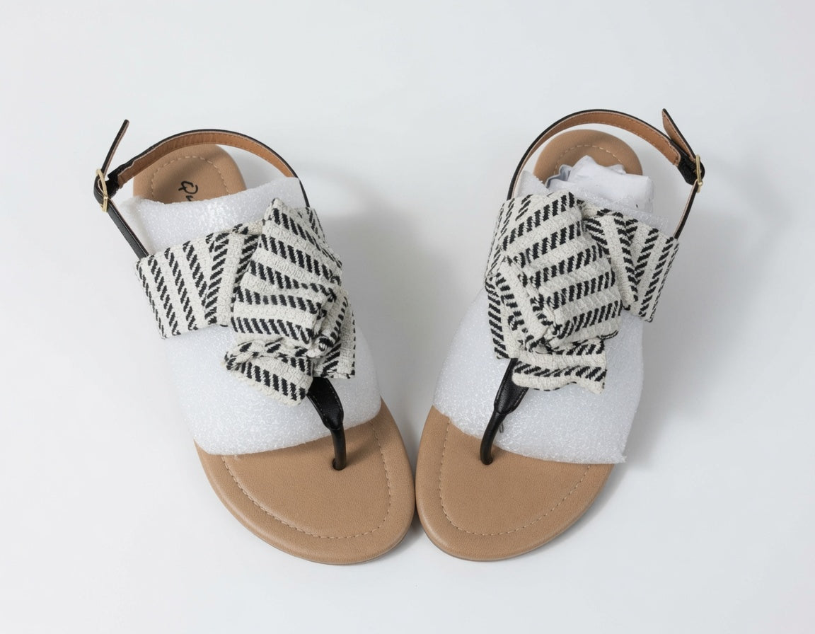 Black and Beige Sandals