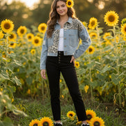 Denim Leopard Contrast Jacket