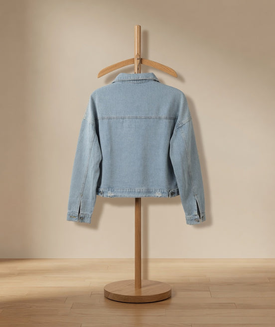 Denim Leopard Contrast Jacket