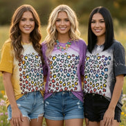 Bleached Rainbow Leopard Tee