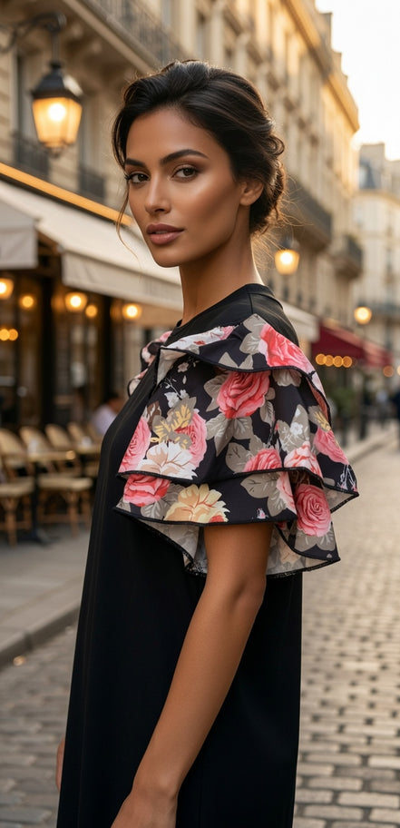 Floral Print Layered Sleeve Tee