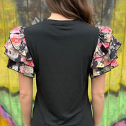 Floral Print Layered Sleeve Tee