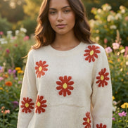 Floral Knit Cropped Sweater