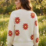 Floral Knit Cropped Sweater
