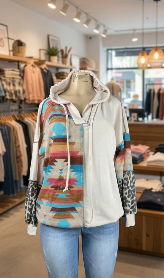 Aztec-Animal Print Hoodie