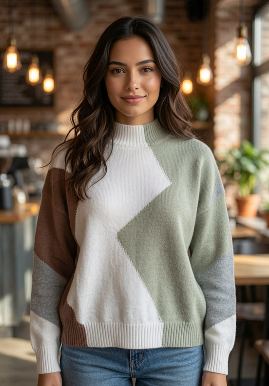 Zigzag Colorblock Sweater