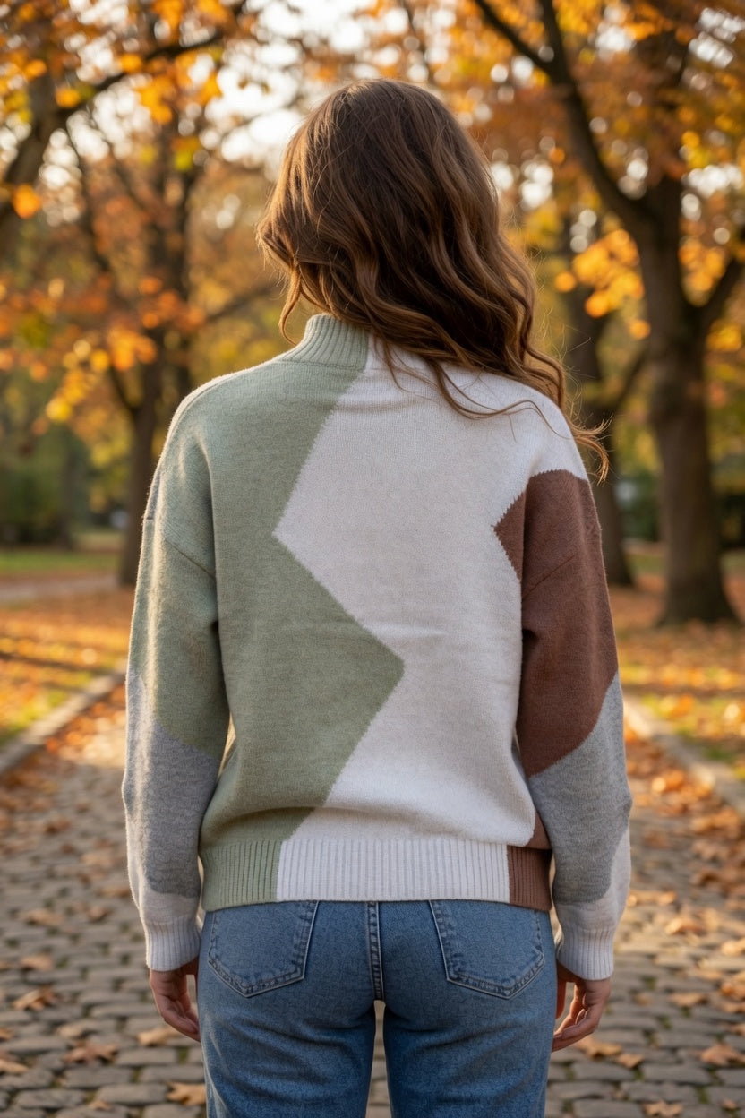 Zigzag Colorblock Sweater