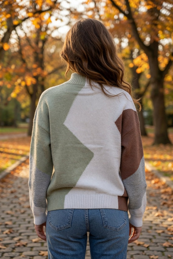 Zigzag Colorblock Sweater