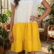 Yellow Tiered Mini Dress