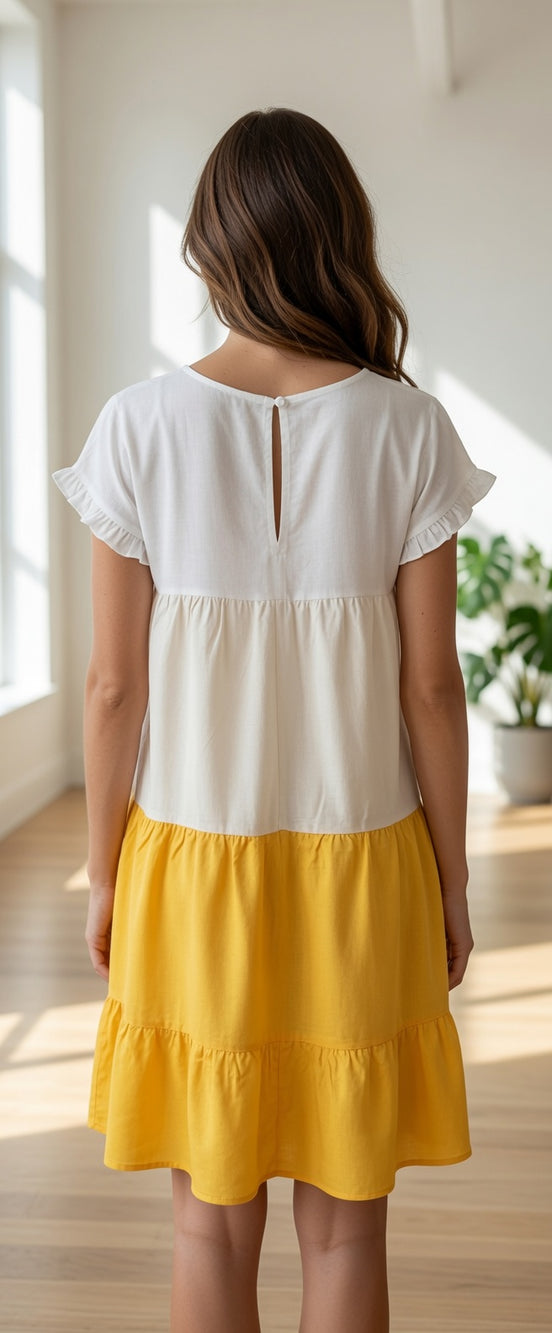 Yellow Tiered Mini Dress