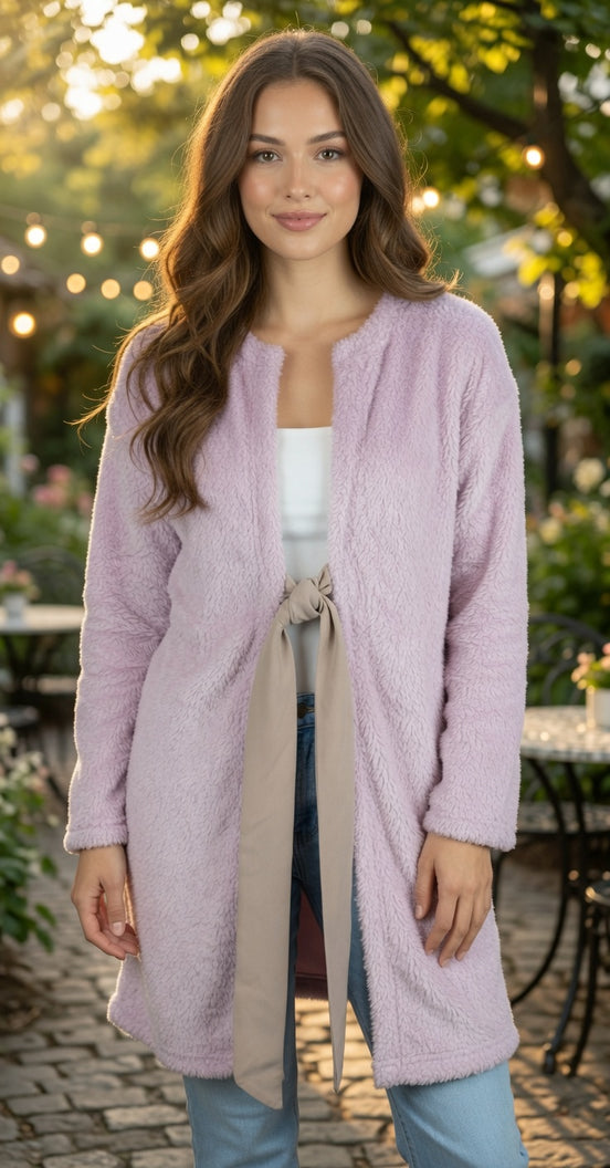 Ribbon Tie Front Coat
