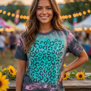 Turquoise N Pink Bleached Leopard