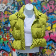 Miss Sparkling hooded cropped puffer vest, stylish outerwear with a padded design and hood, perfect for layering and cold weather.