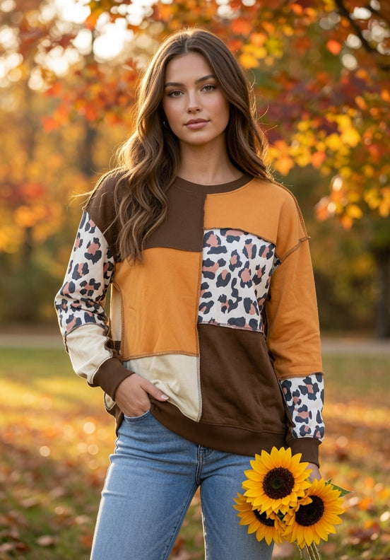 Autumn Color Block Sweatshirt