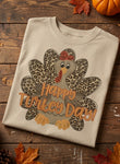 StricklandDesignCo Happy Turkey Day Tee featuring a festive Thanksgiving-themed top with colorful turkey graphic and seasonal design.