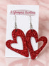 Pendientes de corazón de brillo rojo